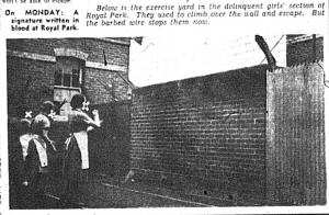 The exercise yard in the delinquent girls' section of Royal Park (The Herald, 25 October 1952, p.13)