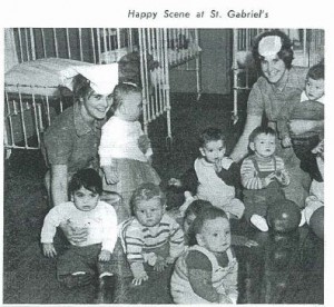 'Happy scene at St Gabriel's', a copy of a photograph in the Mission of St James and St John's annual report for 1963.