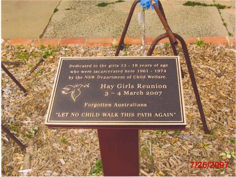 Memorial Plaque for Hay Girls