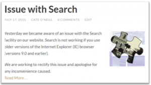 'Issue with Search' blog excerpt