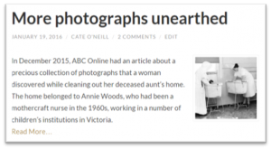 'More photographs unearthed' blog excerpt