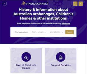 front page of find & connect